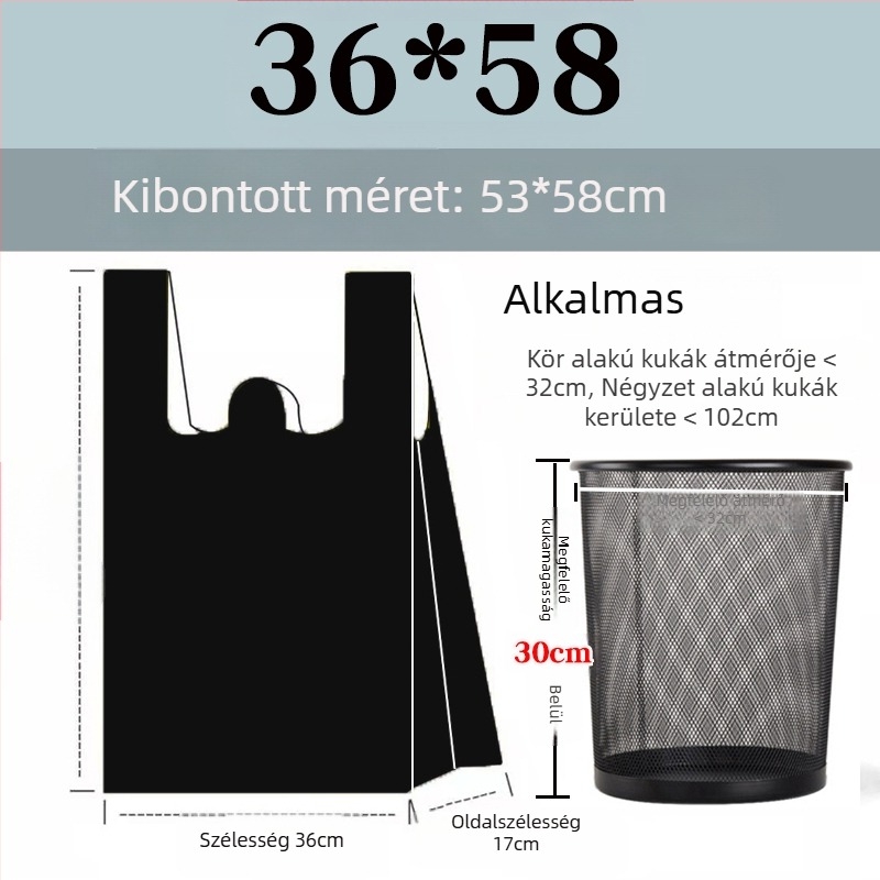 Konyhai erősített szemeteszsákok készlet, extránagy és kis méretek, hordozható zacskók, műanyag zacskók, gazdaságos csomag