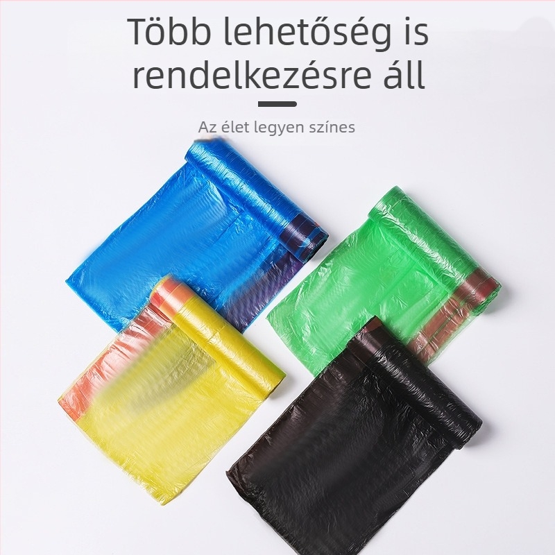 Erősített nagy méretű háztartási kötős szemeteszsák, hordozható, egyszer használatos műanyag, környezetbarát