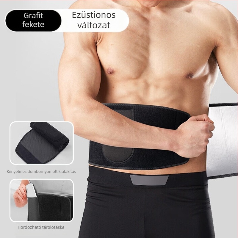 Sport- és fitnesz deréköv nano ezüstion bevonattal és telefontartó zsebbel, derékformázó