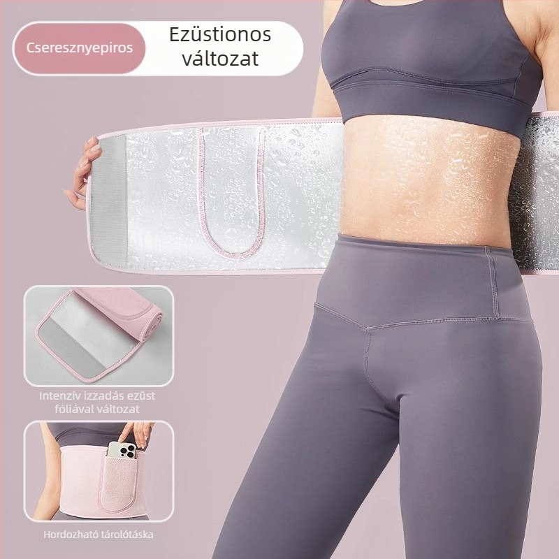 Sport- és fitnesz deréköv nano ezüstion bevonattal és telefontartó zsebbel, derékformázó
