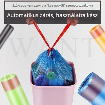 Szemeteszsákok zsinóros automatikus záródással, vastagabb, háztartási használatra, közepes és nagy méret, színes