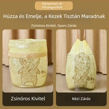 HDPE szemeteszsák kötős kialakítású, nyomtatott mintával, otthoni használatra, nagy méret, erősített