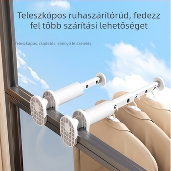 Utazáshoz tervezett teleszkópos ruhaszárító rúd, hotelszobában használt belső összecsukható ruhatartó, fúrás nélküli szerelés
