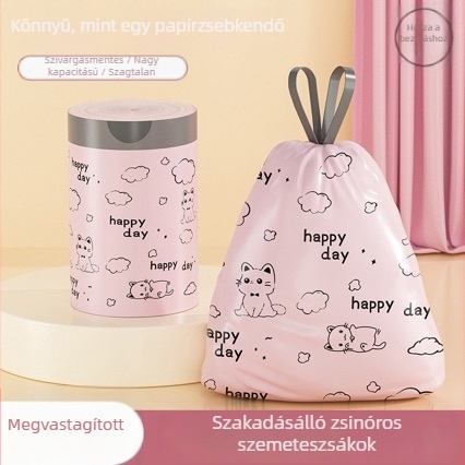 Nagy macska szemetes zacskók zsinóros kivitelben, hordozható, konyhai vastag műanyag zacskók