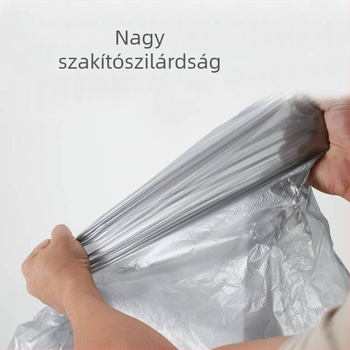Ezüstszürke háztartási műanyag szemeteszsákok fogantyúval, vastagított, mellény-stílusú, nagy bevásárlózacskók