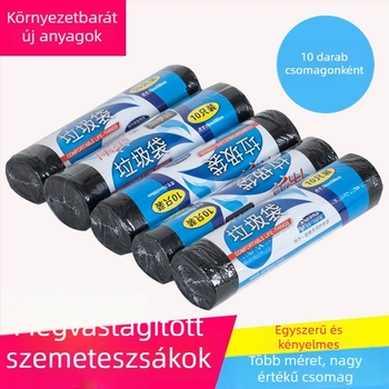 Nagy méretű fekete, lapos nyílású, vastagított műanyag szemeteszsák kültéri használatra, szállodai és ingatlan tisztaságához