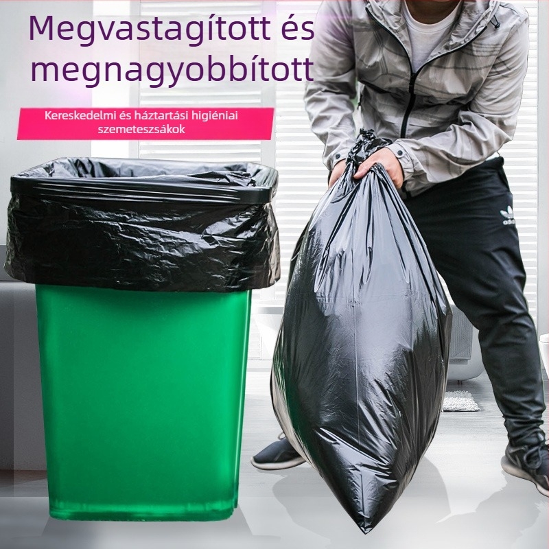 Nagy méretű fekete szemeteszsákok, extra vastagok, szállodai és kereskedelmi tisztításra, 2000 darabos csomag
