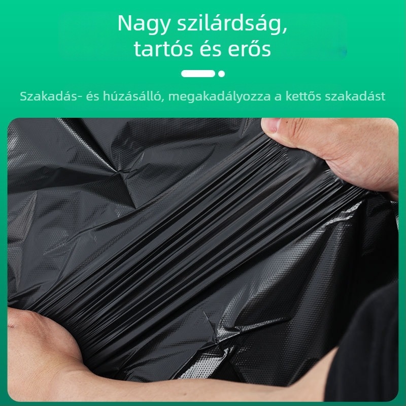 Nagy fekete hulladéktáskák, kereskedelmi minőségű, vastagított, szállodák, ingatlankezelés, higiénia és konyha számára, műanyag