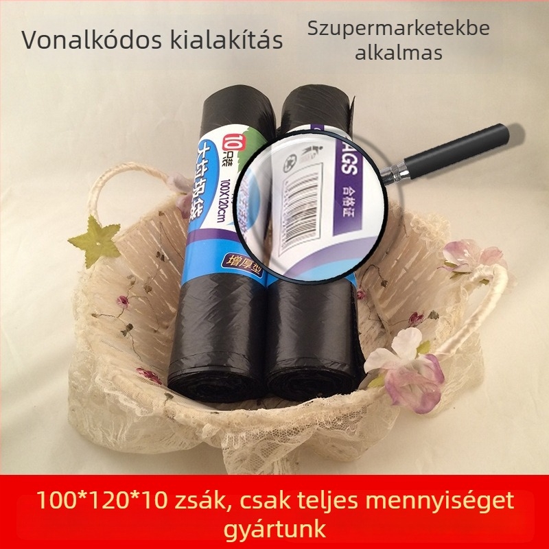 Weijie Extra nagy fekete műanyag szemeteszsákok, tekercsben, 100 x 120 cm