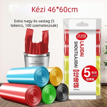 0670 Mellény-stílusú szemeteszsákok, vastagított, egyszer használatos, közepes méretű konyhai műanyag zacskók