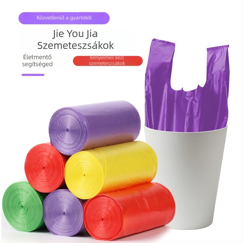 0670 Mellény-stílusú szemeteszsákok, vastagított, egyszer használatos, közepes méretű konyhai műanyag zacskók
