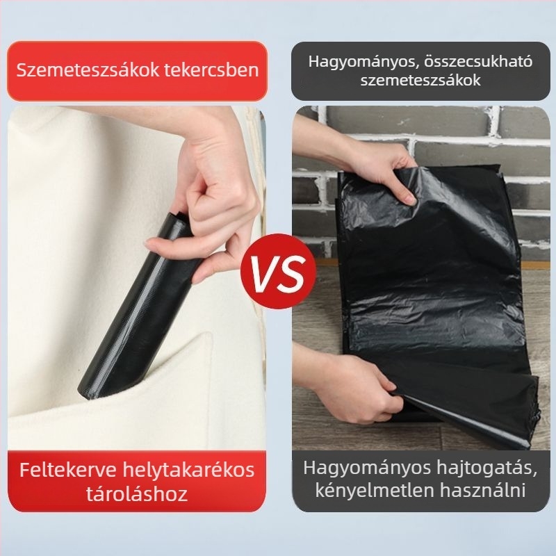 Nagy fekete vastagított szemetes zacskók – tekercses, kereskedelmi használatra, konyha és hotel, extra nagy kapacitás