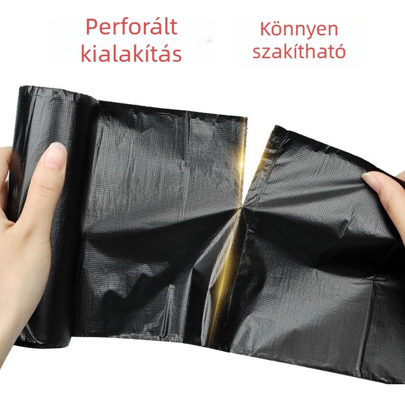 Nagy fekete vastagított szemetes zacskók – tekercses, kereskedelmi használatra, konyha és hotel, extra nagy kapacitás