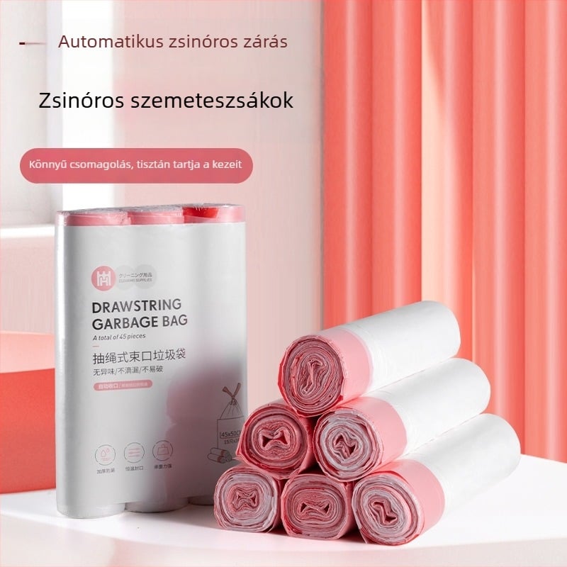 Nagy méretű, vastagított konyhai szemeteszsák húzózáras, egyszer használatos, otthoni és irodai használatra