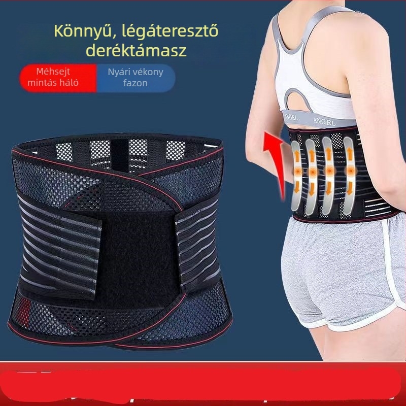 Derékvédő öv acéllemezből, szélesebb és lélegző, mind az évszakokhoz használható, hasi tömörítő öv sporthoz