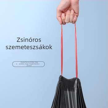 Extra nagy, vastag fekete húzókötős szemeteszsák, 70×90 cm, kereskedelmi használatra