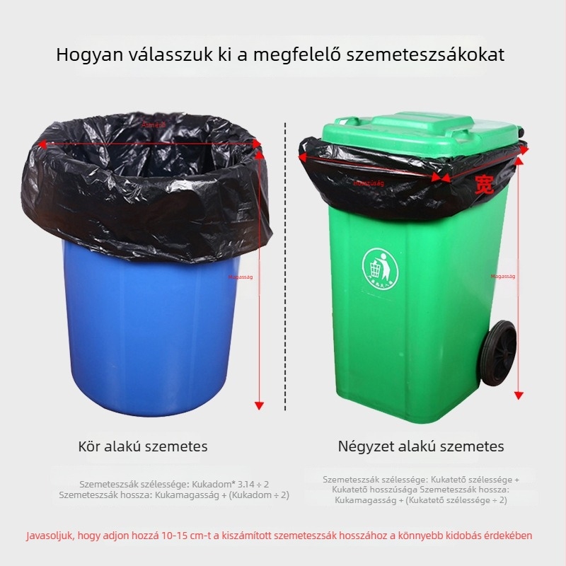 Szállodai tisztasági nagy méretű fekete HDPE műanyag zacskók, egyszer használatos, lapos szájú, kereskedelmi felhasználás, nagykereskedelem