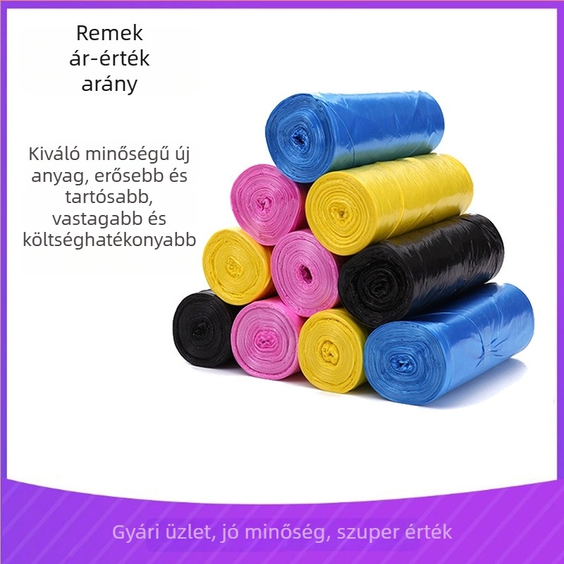 Nagy méretű háztartási szemeteszsákok, vastagítottak, perforáltak, tekercsben, 50×45 cm, minimális rendelés: 10 tekercs