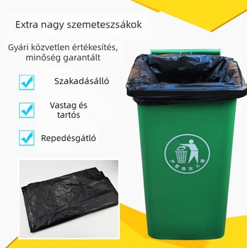 Vastag fekete szemeteszsákok, nagy méretben, szállodák, tisztítás és ingatlankezelés, konyha és háztartás számára, 60/80 cm