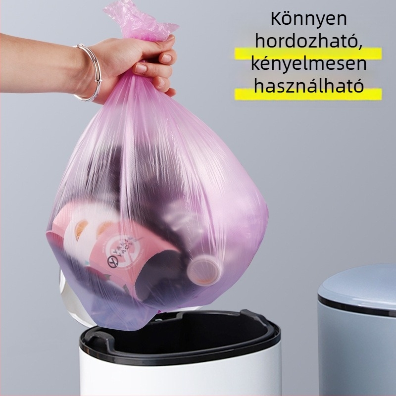 Vastagított színes egyszer használatos hulladékzsákok görgőben, sík nyílással