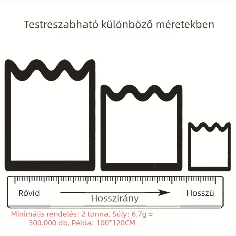 S-alakú, nagy méretű szemeteszsákok személyre szabottan, vastagítottak, dupla hajtással és hullámzó szájjal kereskedelmi tisztításra
