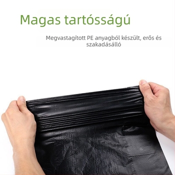 Háztartási vastagított szemeteszsákok közepes és nagy méretben, fekete, mellény-stílusú, egyszer használatos műanyag zacskók a konyhához
