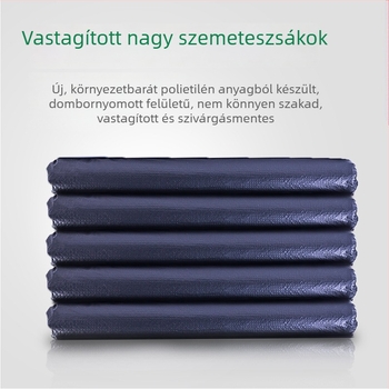 Nagy méretű, vastag fekete szemeteszsák, sík nyílású, strapabíró műanyag