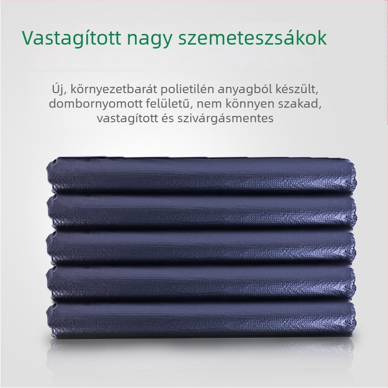 Nagy méretű, vastag fekete szemeteszsák, sík nyílású, strapabíró műanyag