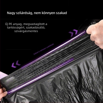 Nagy fekete szemeteszsákok lapos szájú kivitelben, vastított, ingatlanhasználatra