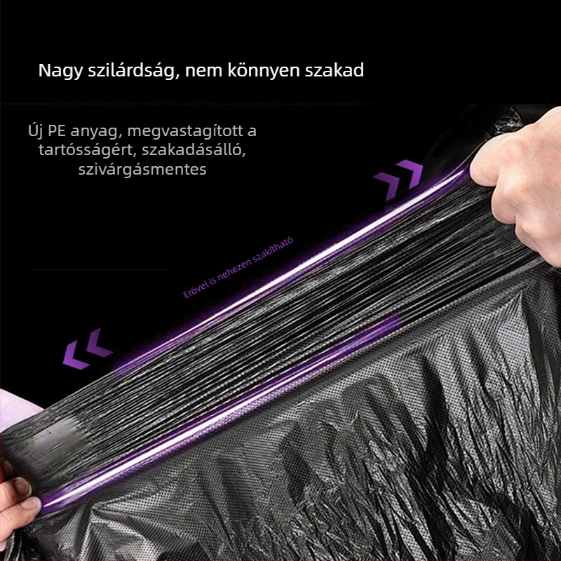 Nagy fekete szemeteszsákok lapos szájú kivitelben, vastított, ingatlanhasználatra