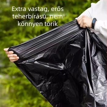 Nagy fekete erős szemeteszsákok PE-ből, lapos szájú, egyszer használatos, konyhai használatra