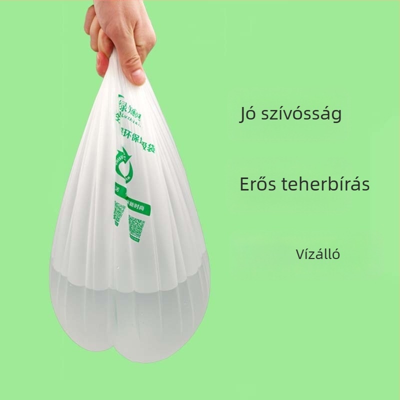Biodegradábilis szemeteszsákok otthonra, konyhához, lapos nyílású, vastagított