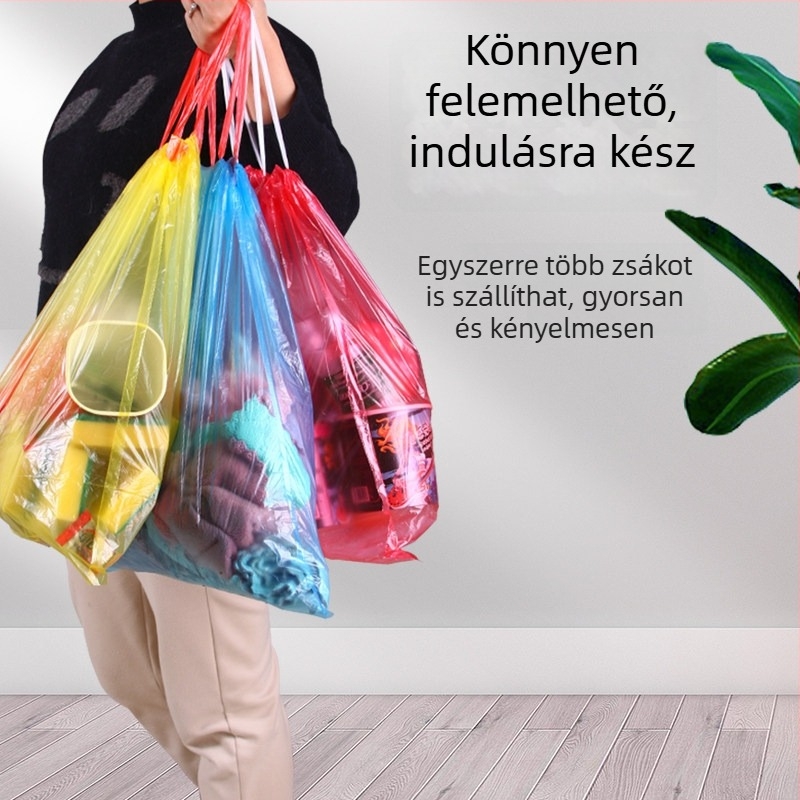 Húzózsinóros szemeteszsákok, otthoni használatra, megerősített, nagy méretűek, professzionális minőségűek, konyhabarát, gazdaságos csomag, 100 darabos doboz