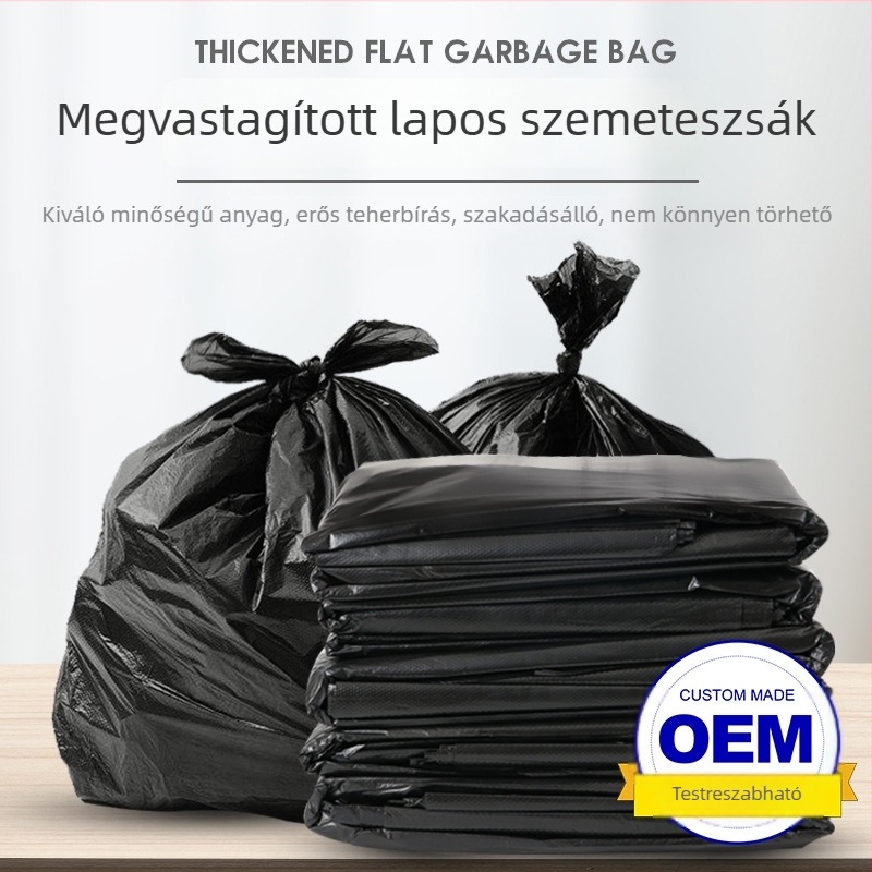 Nagy méretű fekete szemeteszsákok konyhára és háztartási használatra, 80x100 cm, gazdaságos csomag kereskedelmi felhasználásra