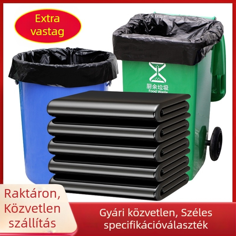 Extra nagy fekete egyszer használatos szemeteszsákok kereskedelmi használatra