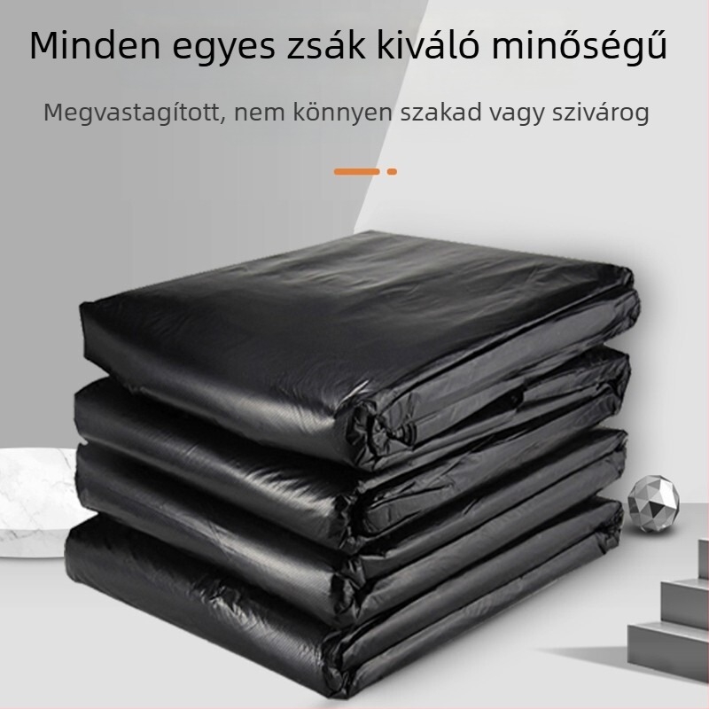 Nagy polietilén szemeteszsákok szállodai és kereskedelmi létesítmények számára, 60×80 cm, 50 darab, kétoldalas
