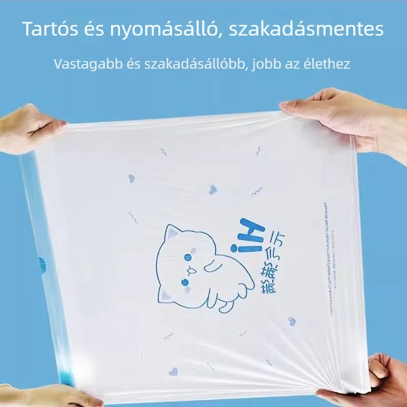 Összehúzható szemeteszsákok, egyszer használatos háztartási zacskók, vastagított kivitel konyhához és fürdőszobához