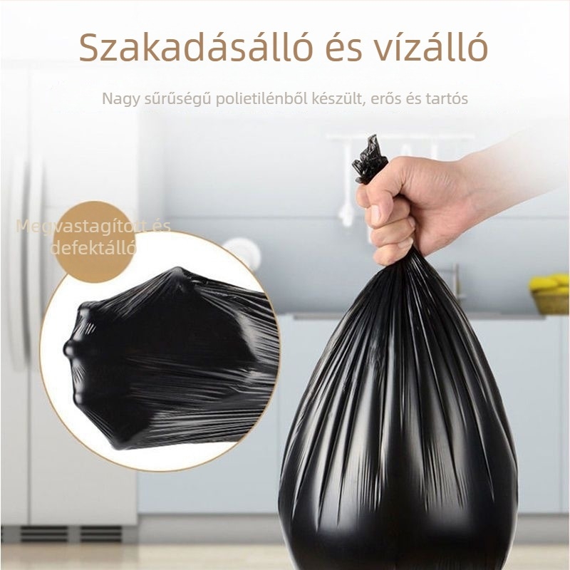 Húzós zsinóros szemeteszsákok, nagy méret, vastagított, hordozható, 50 db/tekercs