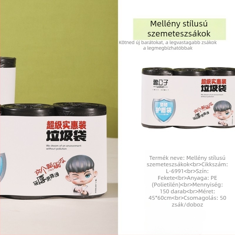 Mellény-stílusú egyszer használatos szemeteszsákok, vastagított kivitel, hőállóak, nagy kapacitásúak – irodai és otthoni tároláshoz