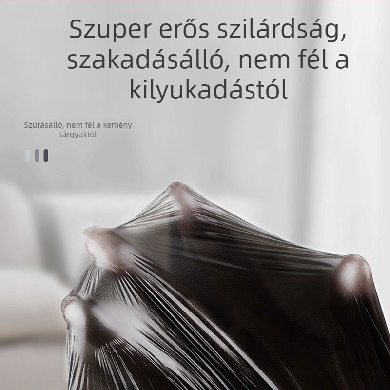 Fekete műanyag zacskók kereskedelmi használatra, megerősített, folyadékállóak, közepes és nagy méretűek, húzózsinóros záródás