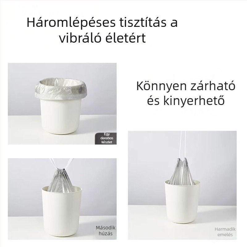 Ezüst színű húzókötéssel záródó, vastagított, nagy kapacitású szemeteszsákok irodai és otthoni használatra