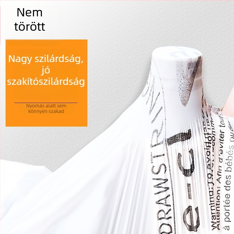 Háztartási szemeteszsák húzózsinórral, vastag, hordozható, nagy műanyag zacskó a konyhához