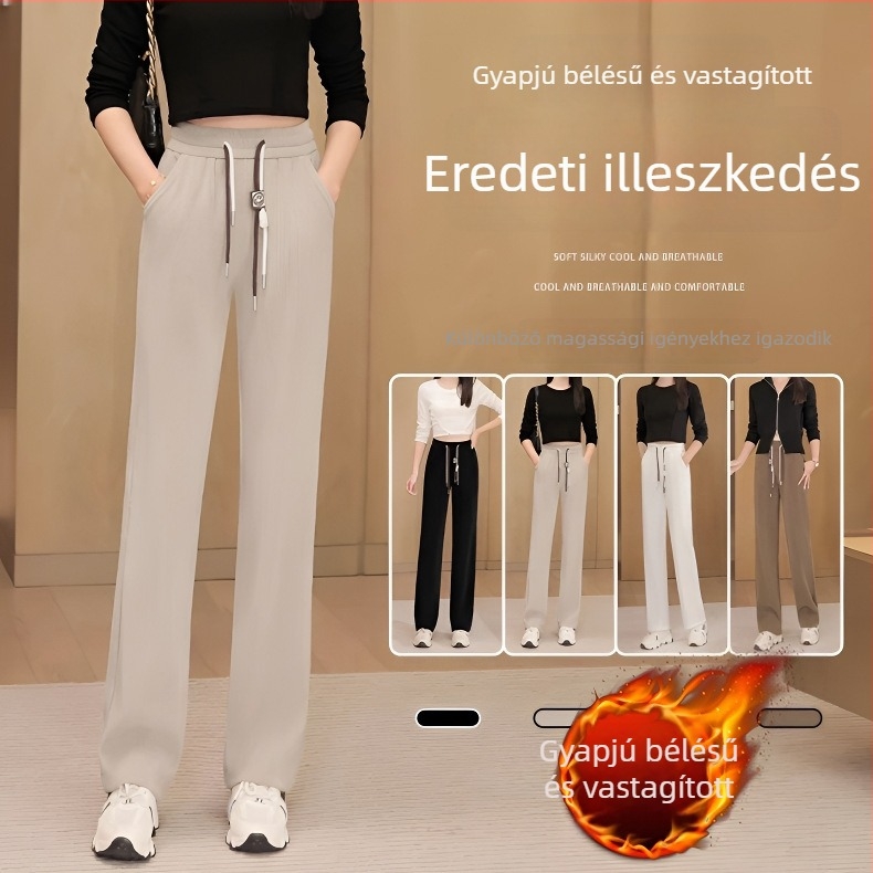 Női corduroy nadrág, magas derék, széles láb, egyenes szabás, mindennapi
