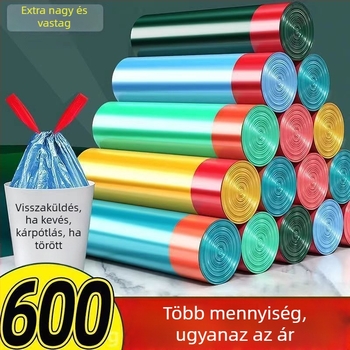 Mellény-stílusú, vastagított, nagy méretű egyszer használatos szemeteszsákok háztartási és konyhai használatra, HDPE