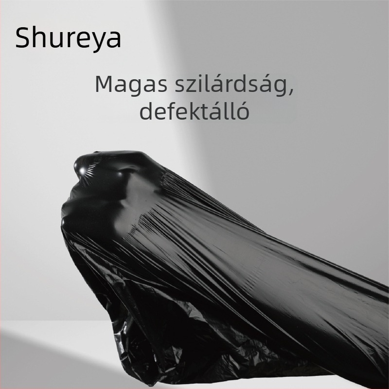 Háztartási szemeteszacskók húzózsinórral, vastagított, fekete, kis méret, 60 darabos csomag