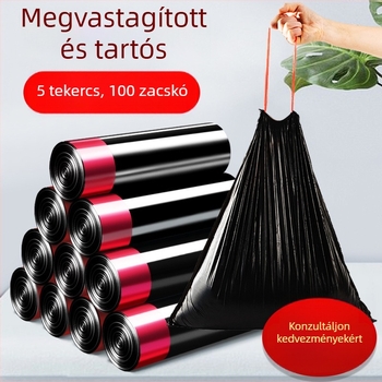 Szemeteszsákok fűzővel, vastagított kivitel, háztartási és kereskedelmi használatra