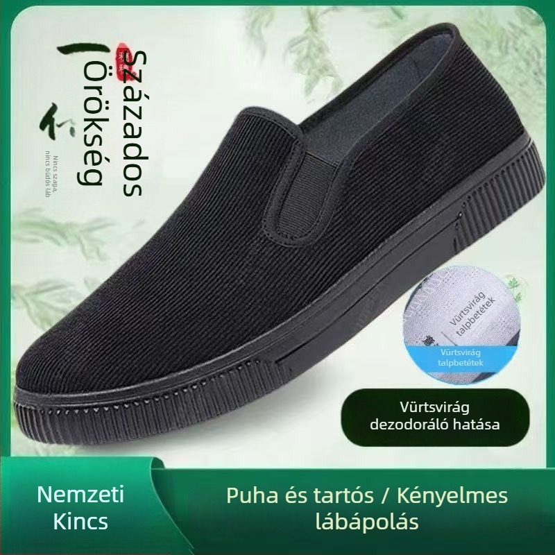 2025 új vászoncipők férfiaknak a Régi Peking stílusában, könnyű, lélegző slip-on, puha talppal
