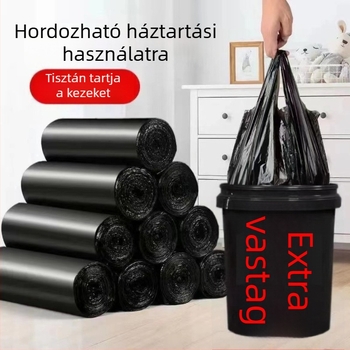 Fekete mellény-stílusú szemeteszsákok otthonra, extra vastag, nagy és közepes méret, konyha, PE