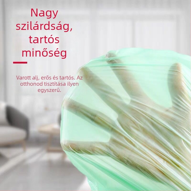 Háztartási húzós szemeteszsák, vastagított, automatikus zárás, egygombos csomagolás, nagy, hordozható konyhai kuka