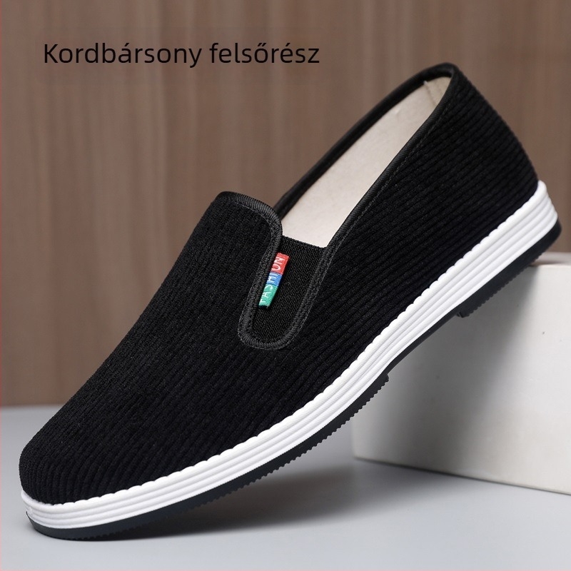 Corduroy slip-on cipő, lélegző, csúszásmentes, puha talpú, lapos sarok, uniszex, autóvezetéshez és futáshoz